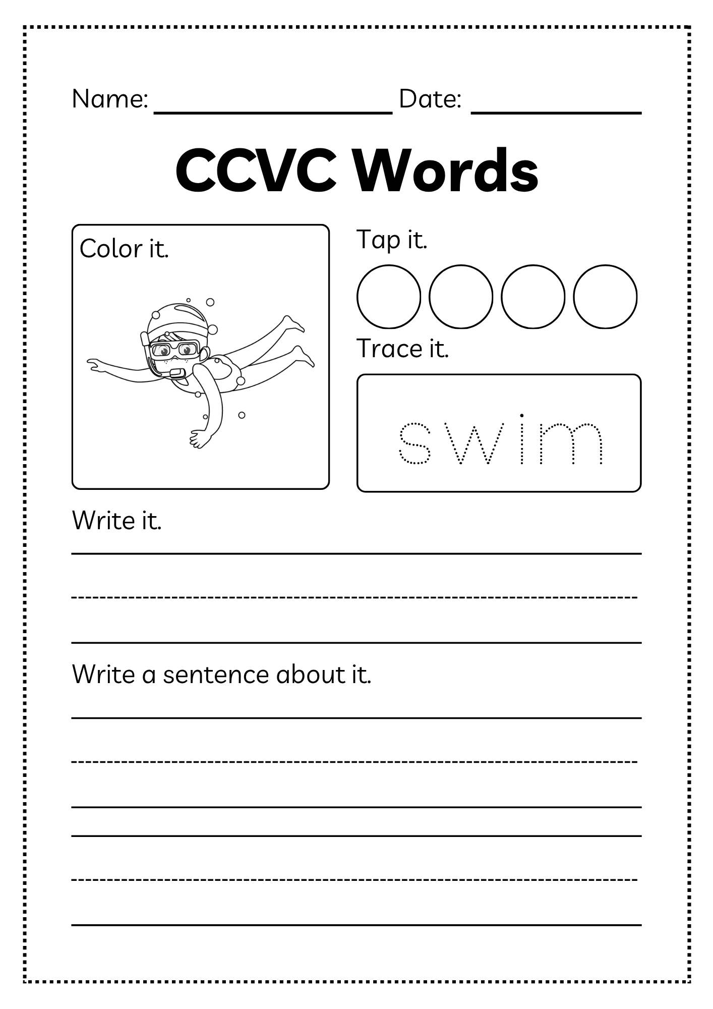 CCVC Word Workbook 53 pages | Printable Phonics Activities