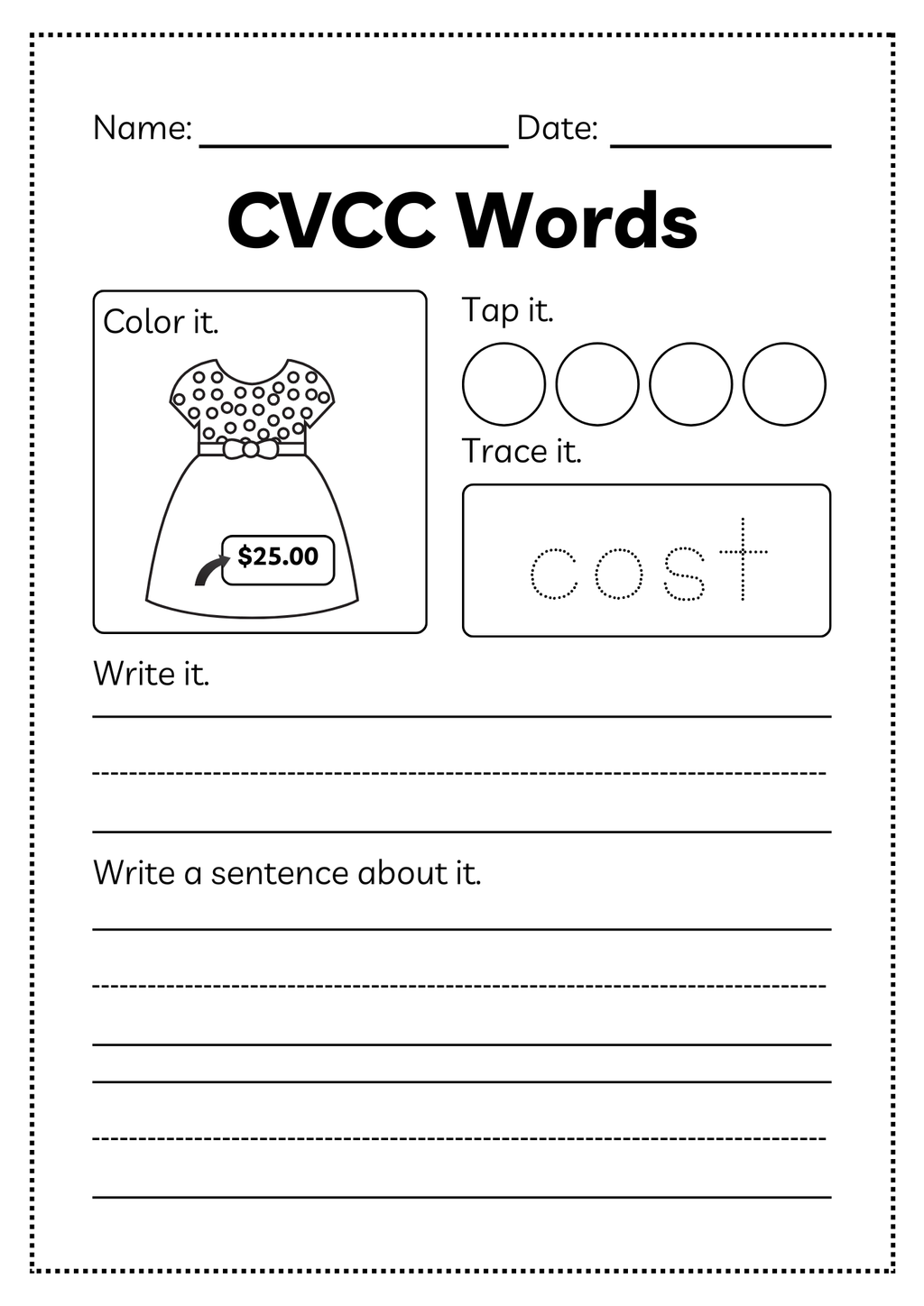 CVCC Word Workbook 46 pages | Printable Phonics Activities