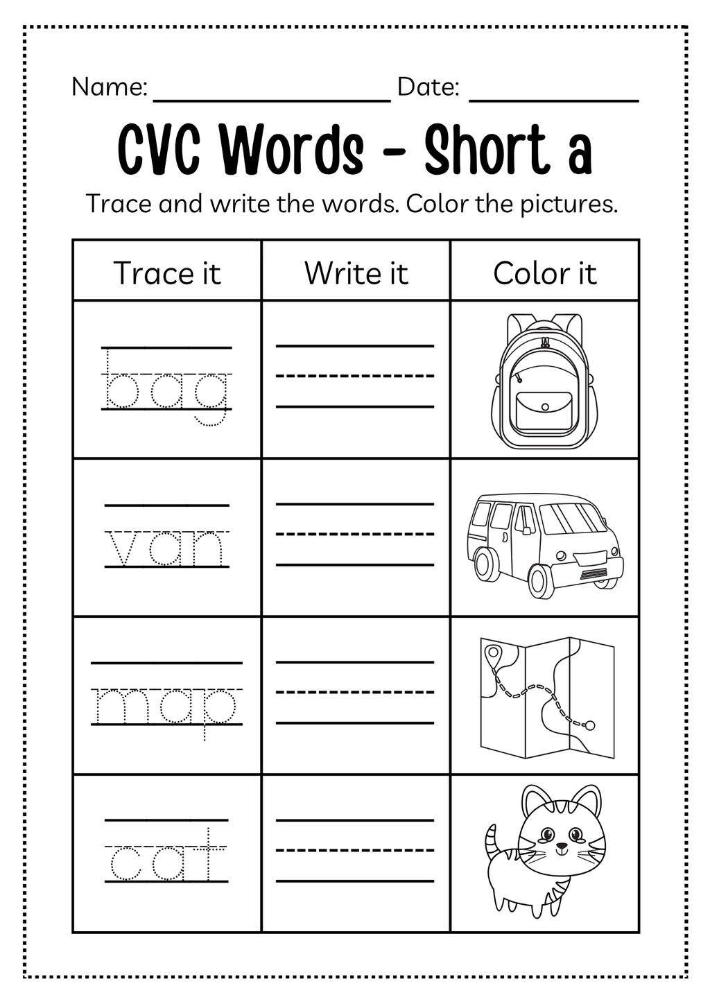 CVC Word Workbook 76 pages | Printable Phonics Activities