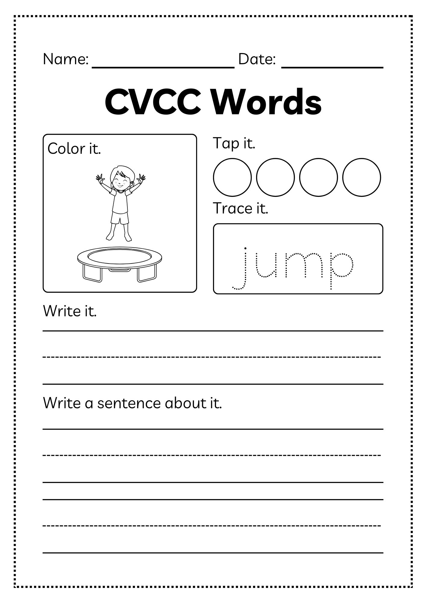 CVCC Word Workbook 46 pages | Printable Phonics Activities