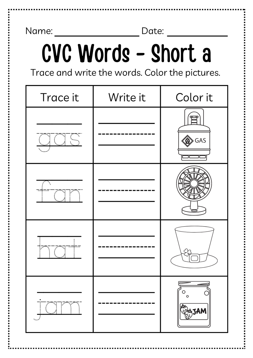 CVC Word Workbook 76 pages | Printable Phonics Activities