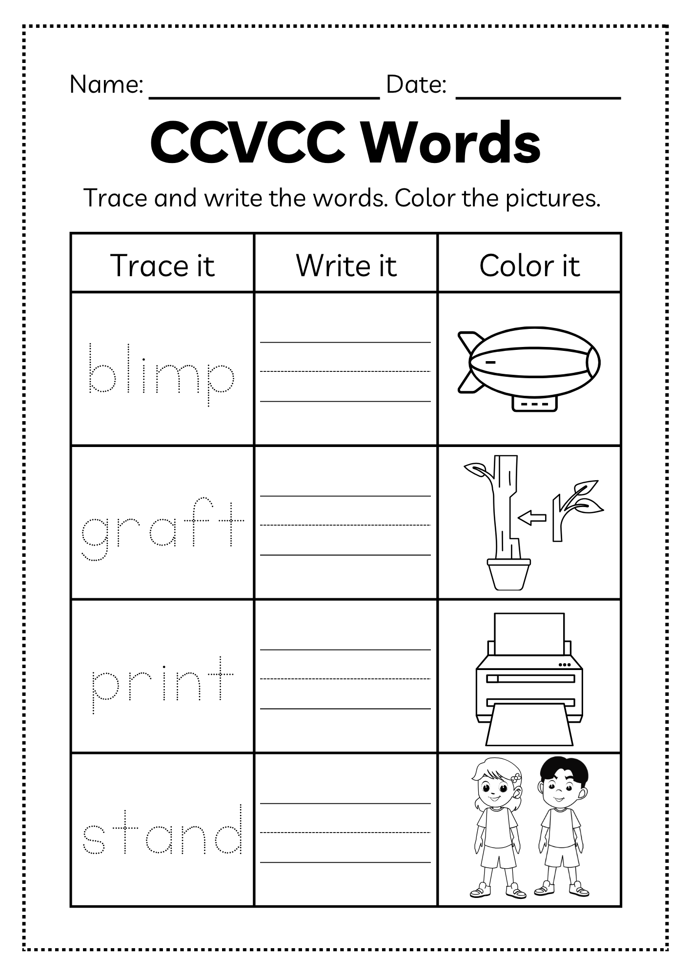 CCVCC Word Workbook 35 pages | Printable Phonics Activities