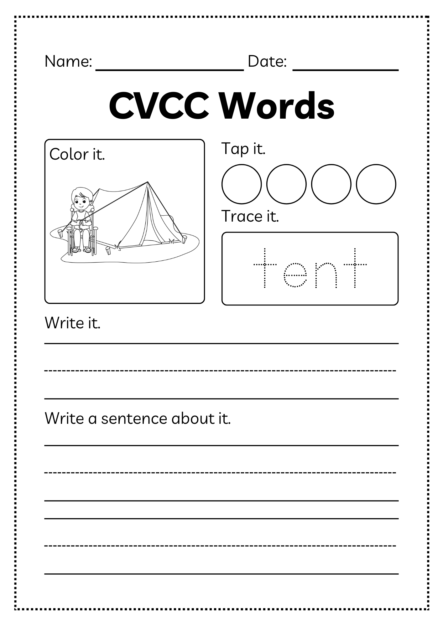 CVCC Word Workbook 46 pages | Printable Phonics Activities