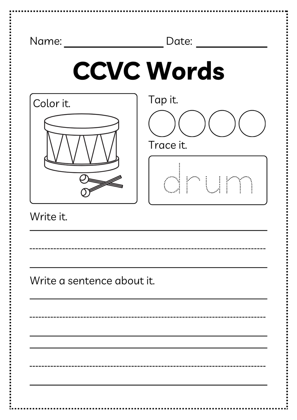 CCVC Word Workbook 53 pages | Printable Phonics Activities