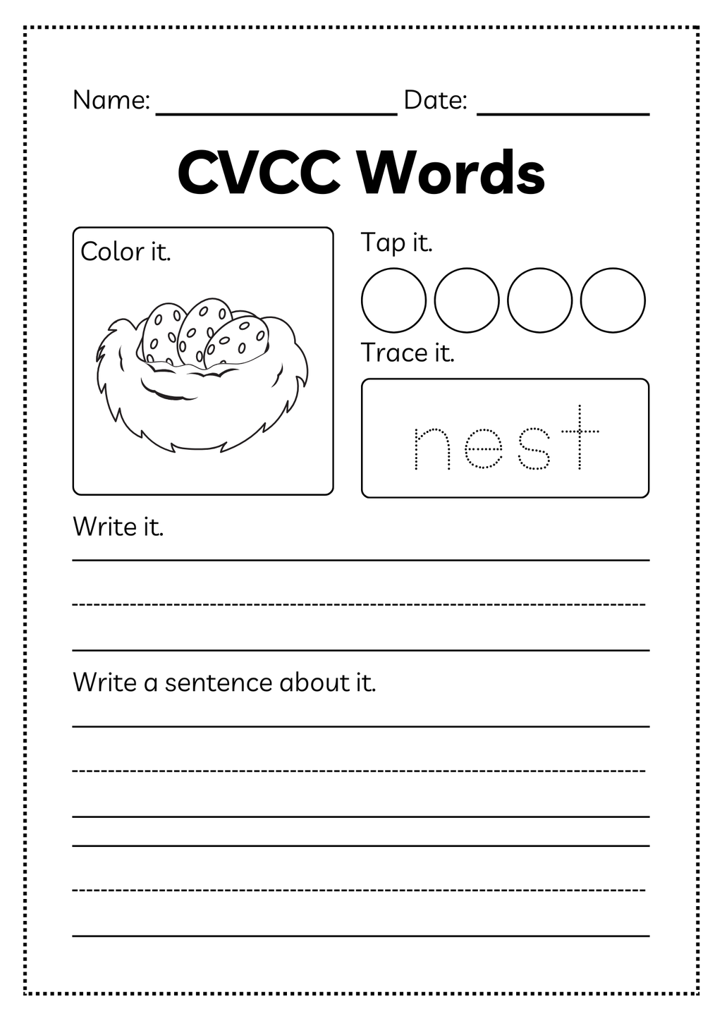 CVCC Word Workbook 46 pages | Printable Phonics Activities