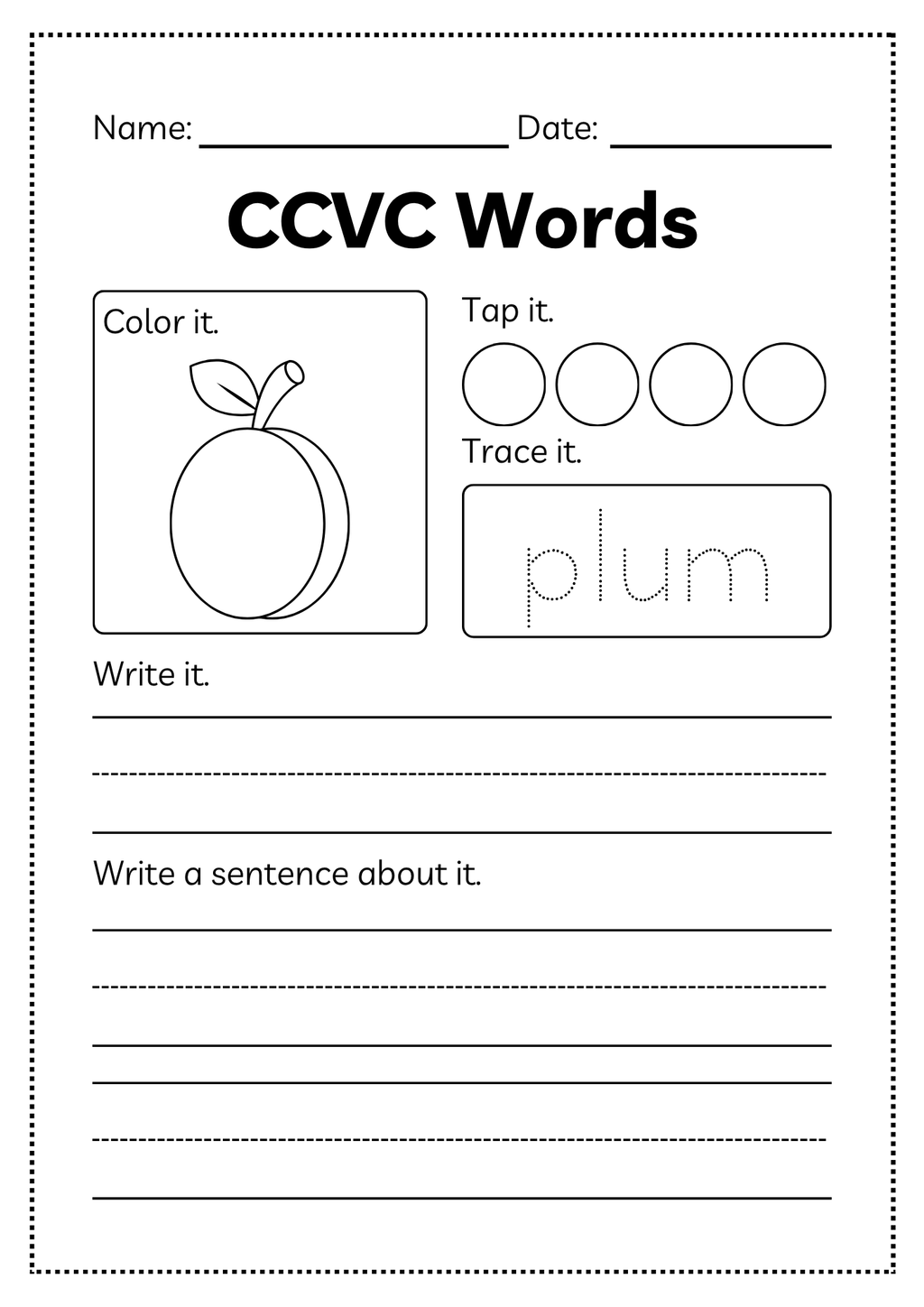 CCVC Word Workbook 53 pages | Printable Phonics Activities