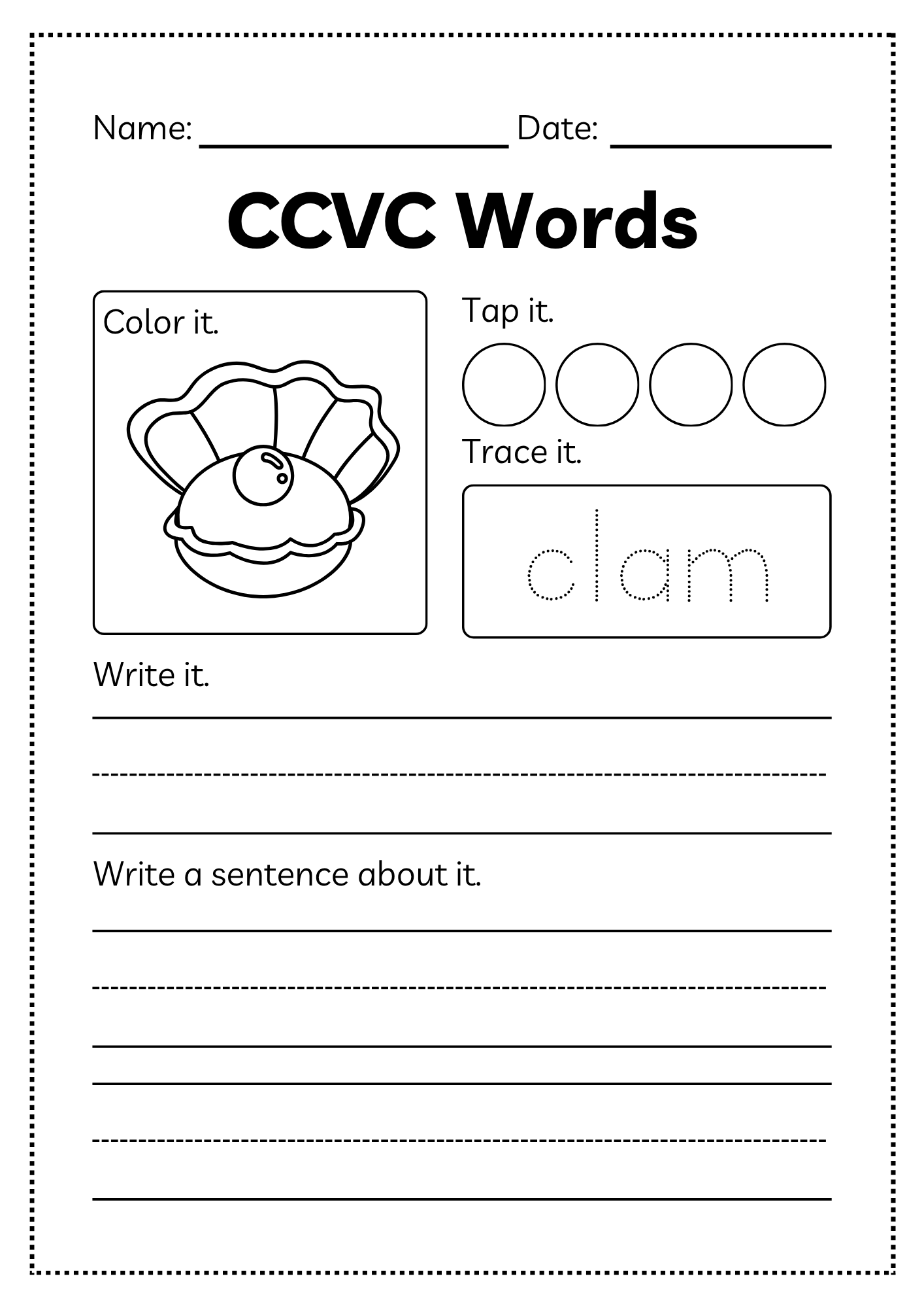 CCVC Word Workbook 53 pages | Printable Phonics Activities