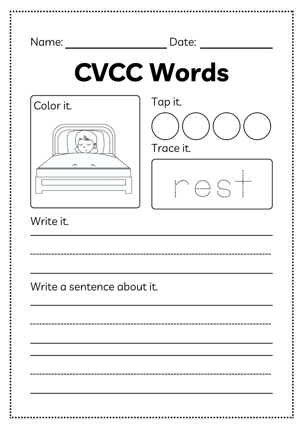 CVCC Word Workbook 46 pages | Printable Phonics Activities