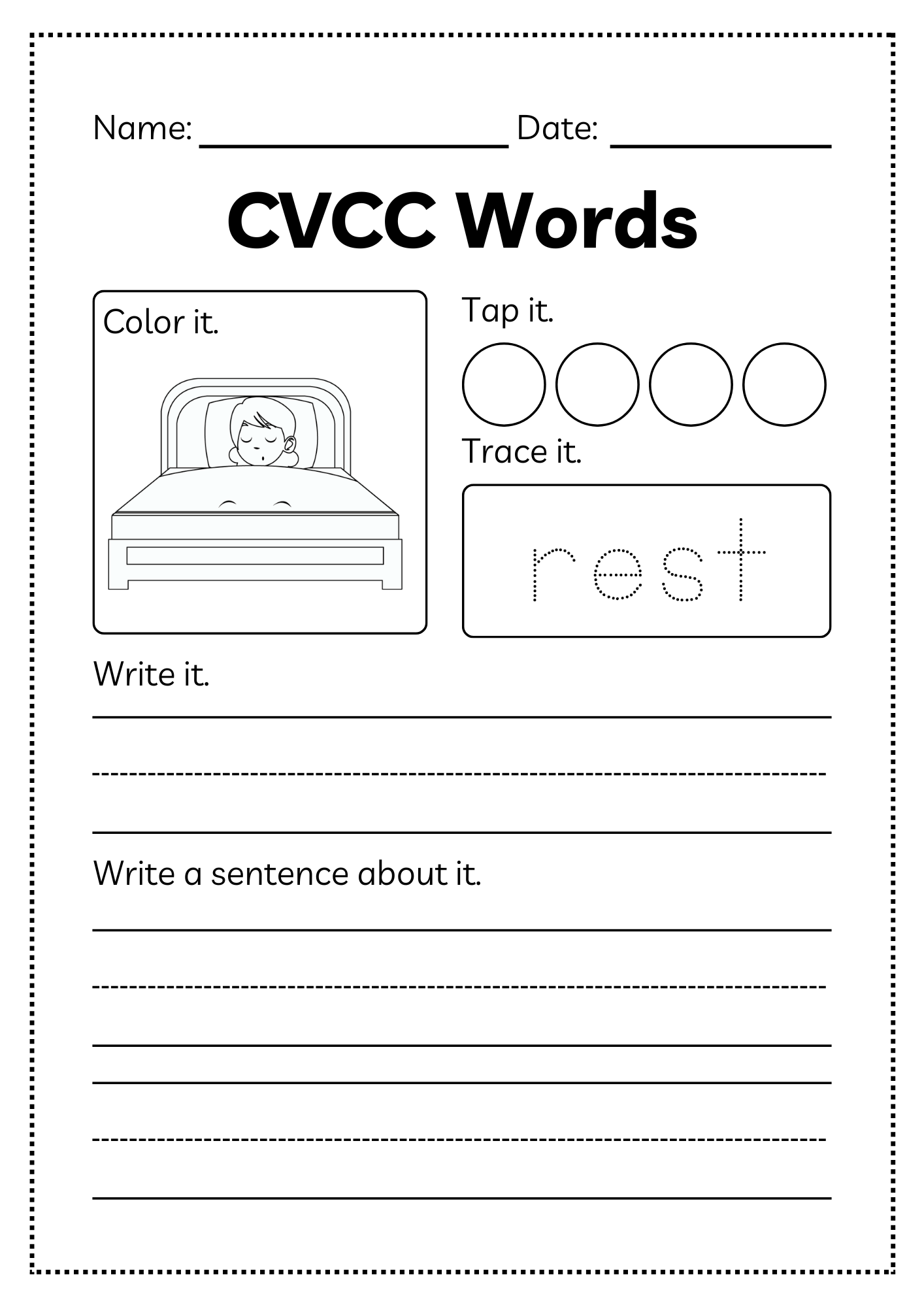 CVCC Word Workbook 46 pages | Printable Phonics Activities