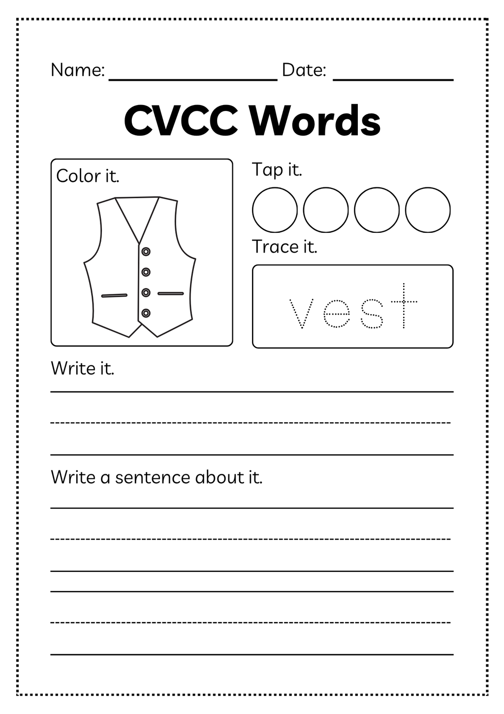 CVCC Word Workbook 46 pages | Printable Phonics Activities