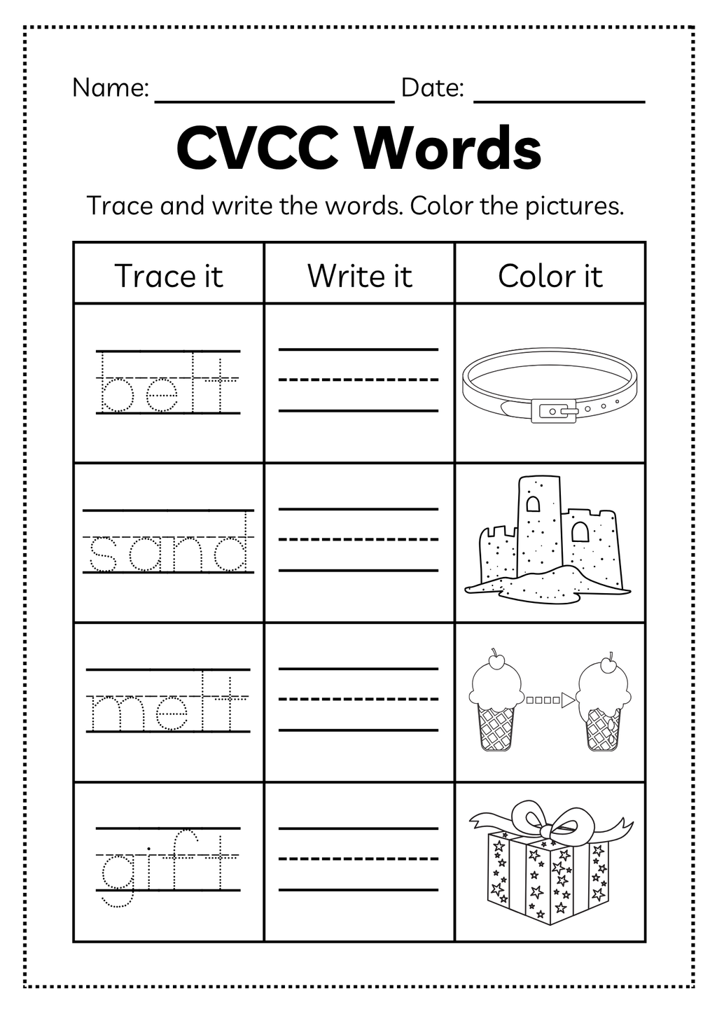 CVCC Word Workbook 46 pages | Printable Phonics Activities