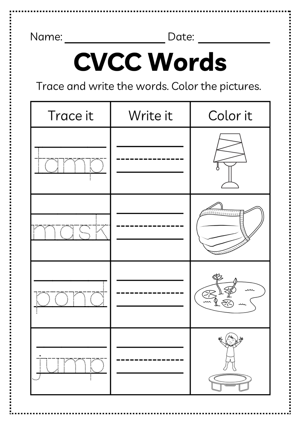 CVCC Word Workbook 46 pages | Printable Phonics Activities