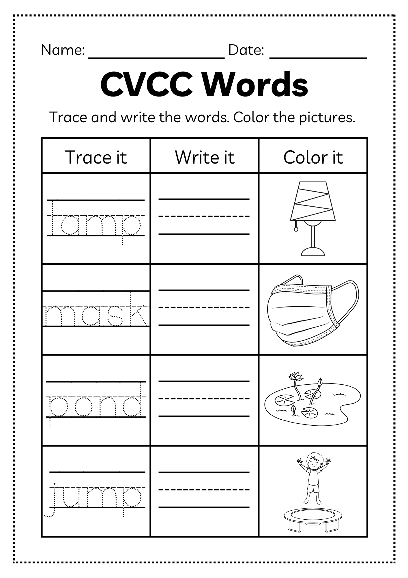 CVCC Word Workbook 46 pages | Printable Phonics Activities