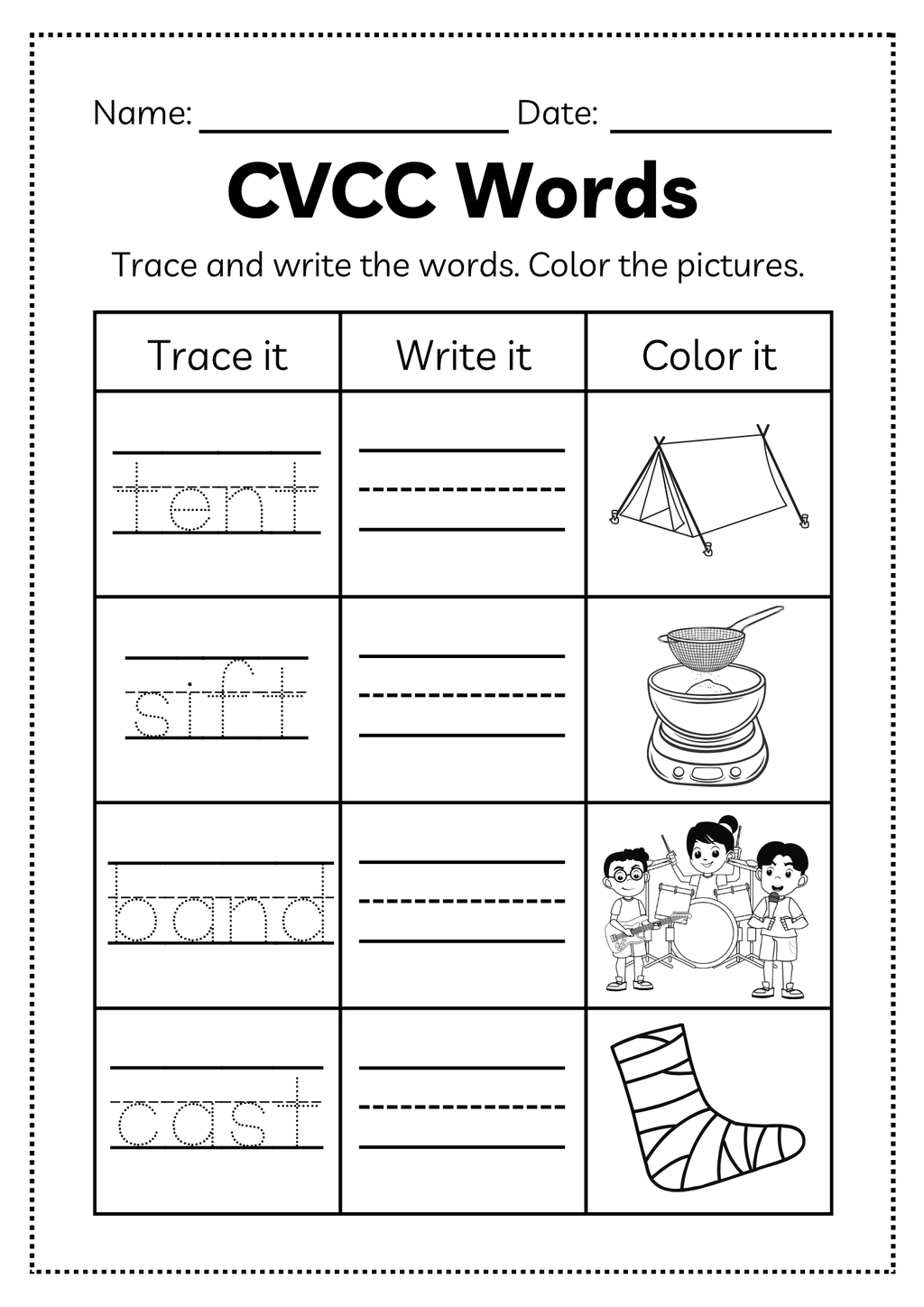CVCC Word Workbook 46 pages | Printable Phonics Activities