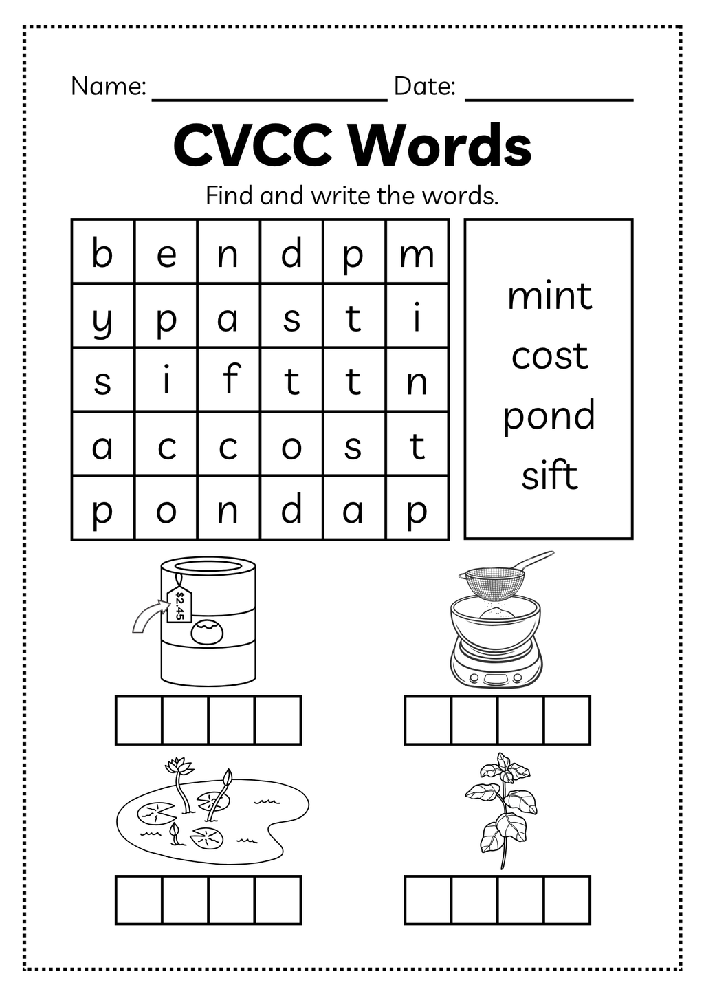 CVCC Word Workbook 46 pages | Printable Phonics Activities