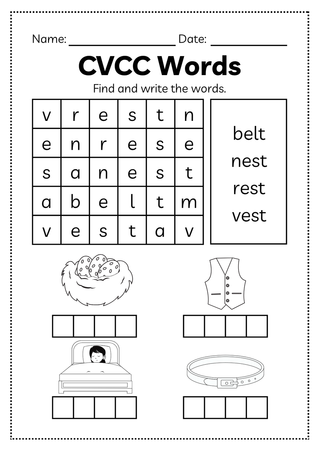 CVCC Word Workbook 46 pages | Printable Phonics Activities