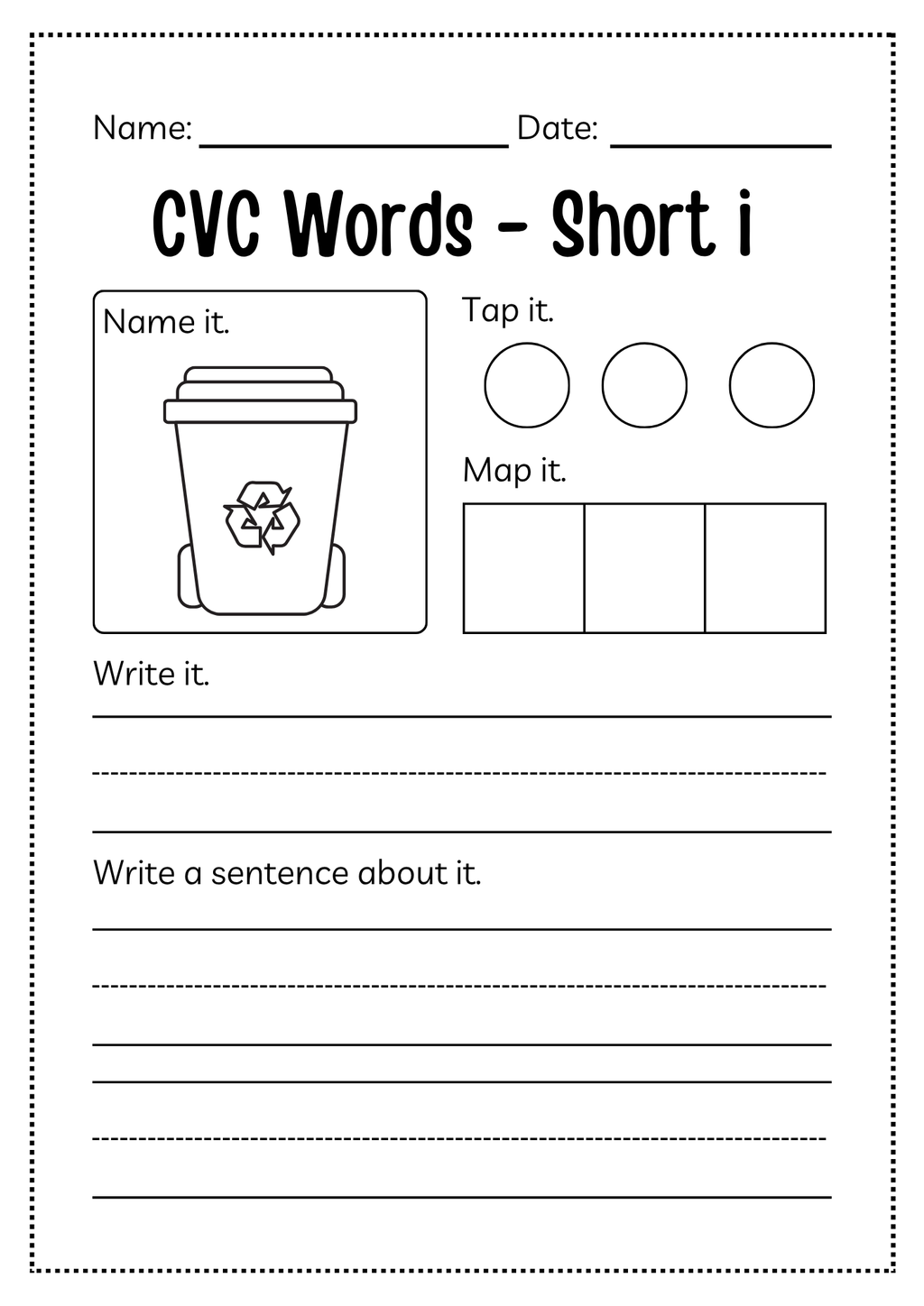 CVC Word Workbook 76 pages | Printable Phonics Activities