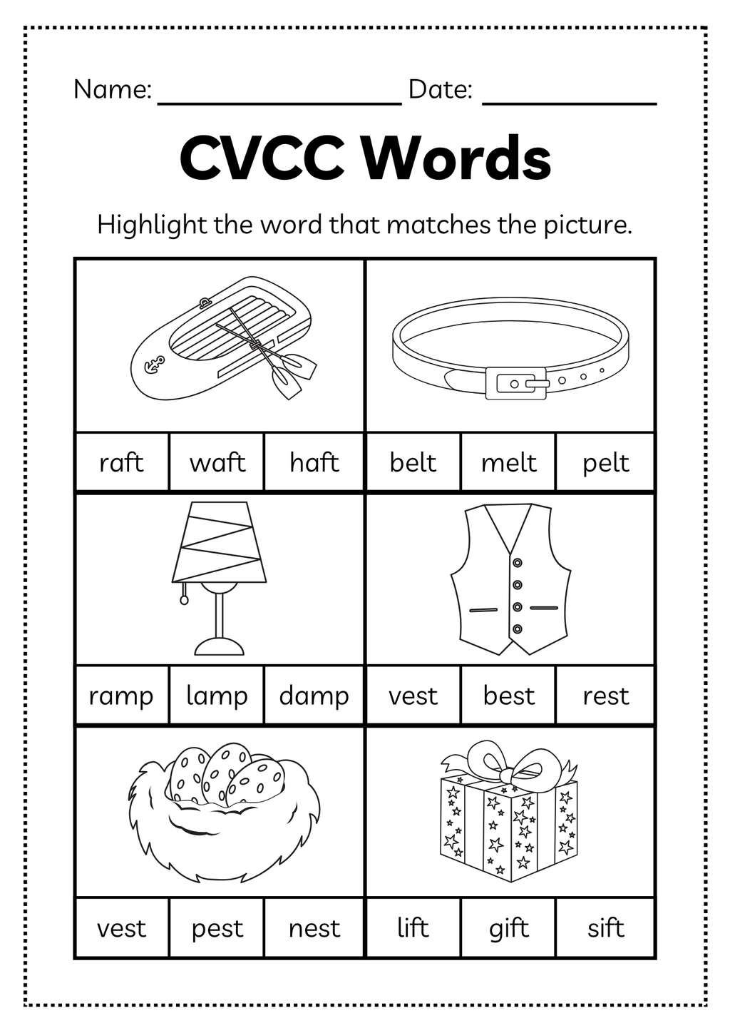 CVCC Word Workbook 46 pages | Printable Phonics Activities