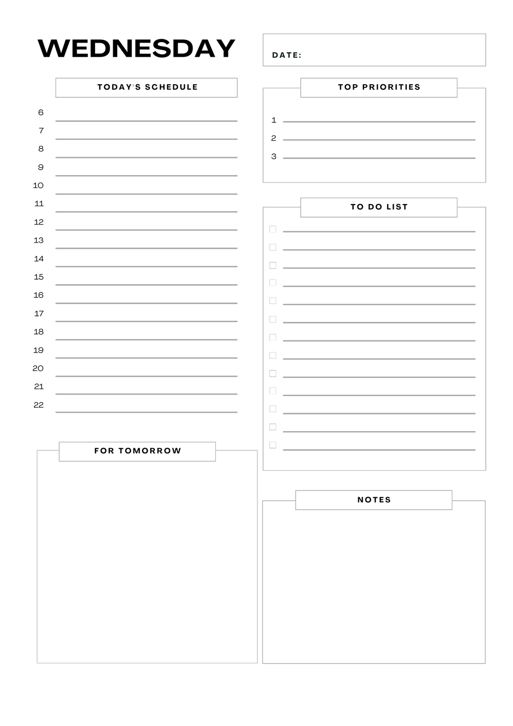 Daily Planner Printable 7 pages | Minimalist Weekly Planner