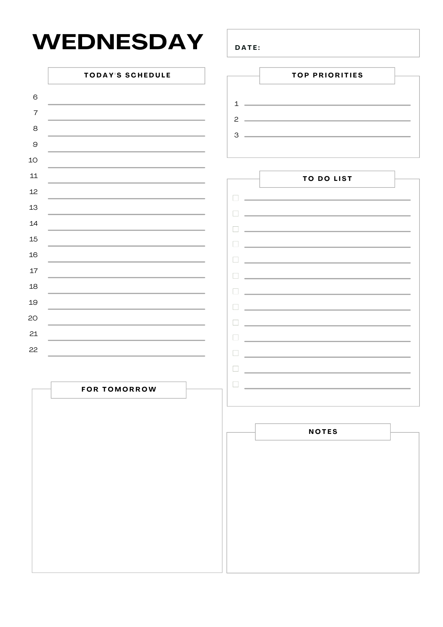 Daily Planner Printable 7 pages | Minimalist Weekly Planner
