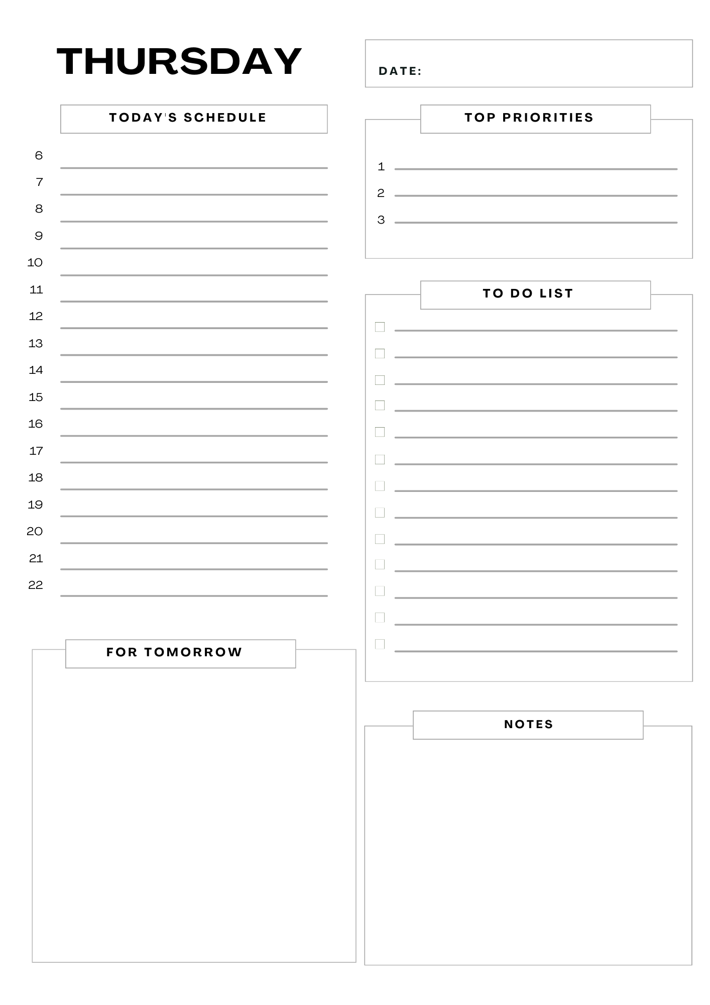 Daily Planner Printable 7 pages | Minimalist Weekly Planner