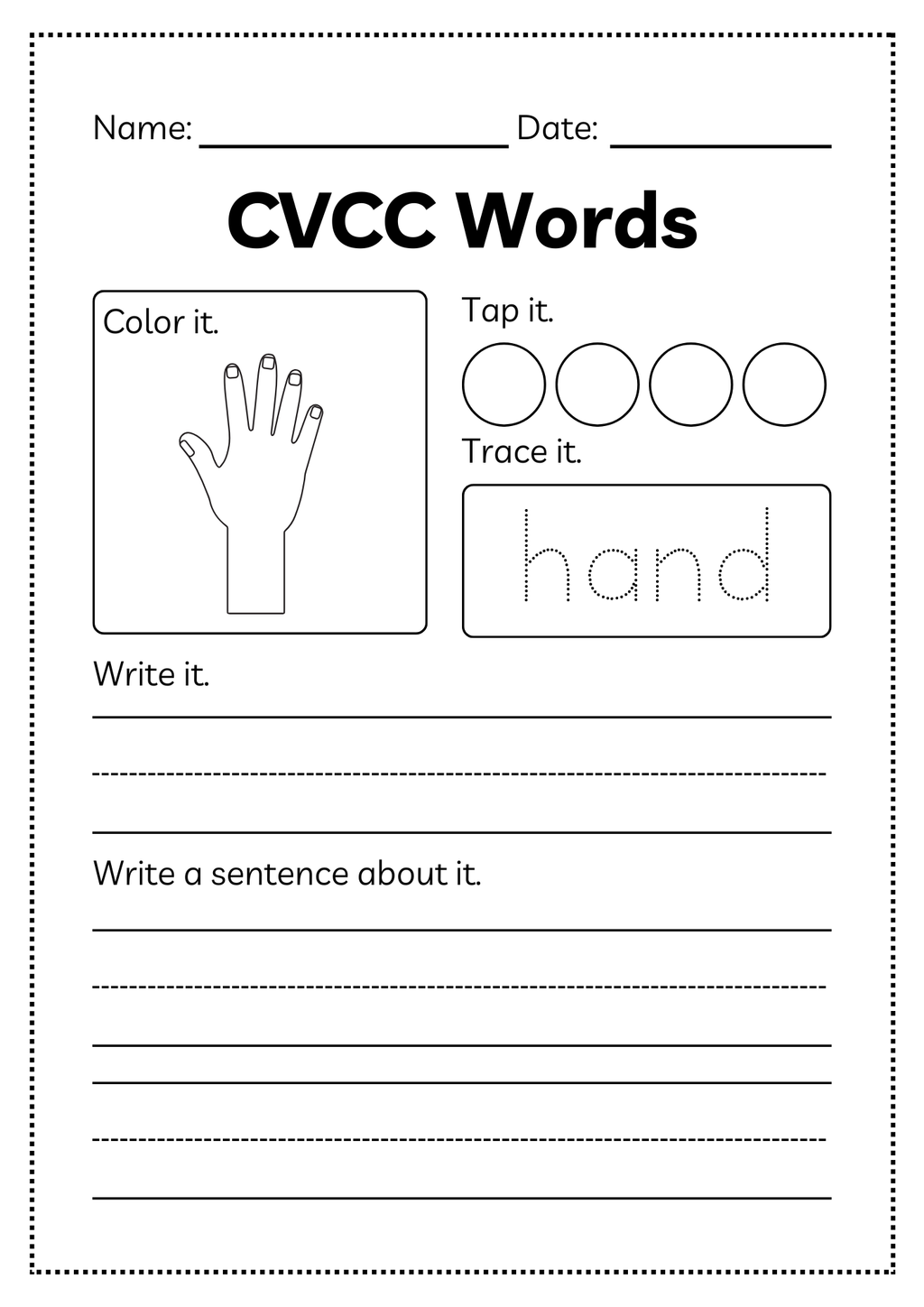 CVCC Word Workbook 46 pages | Printable Phonics Activities