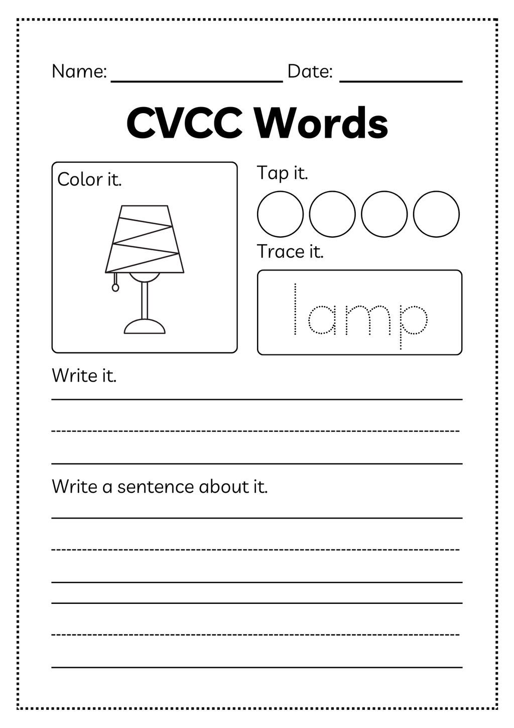 CVCC Word Workbook 46 pages | Printable Phonics Activities
