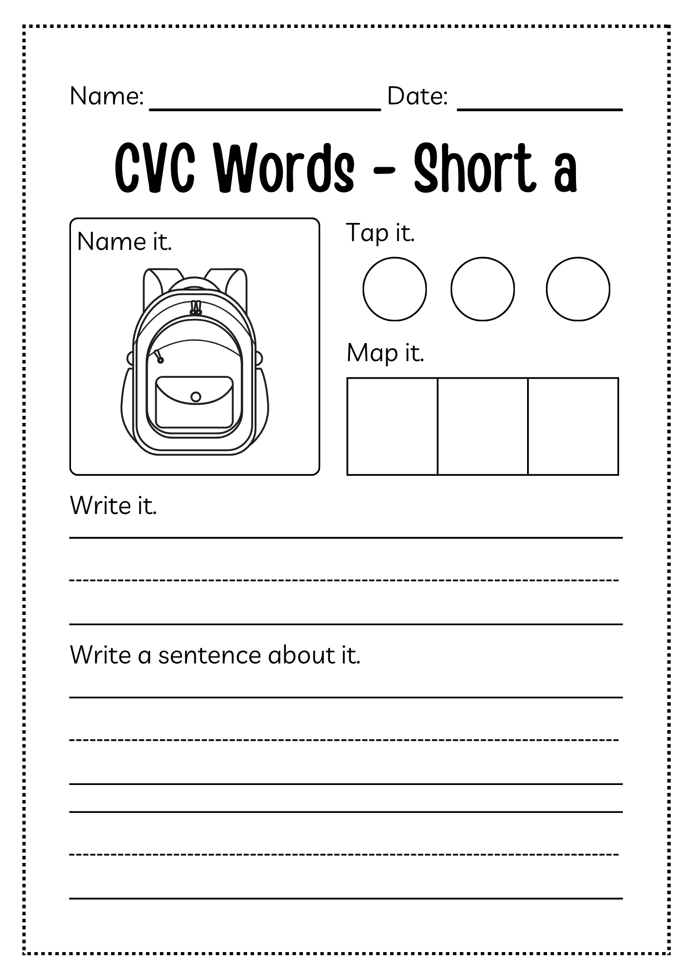 CVC Word Workbook 76 pages | Printable Phonics Activities
