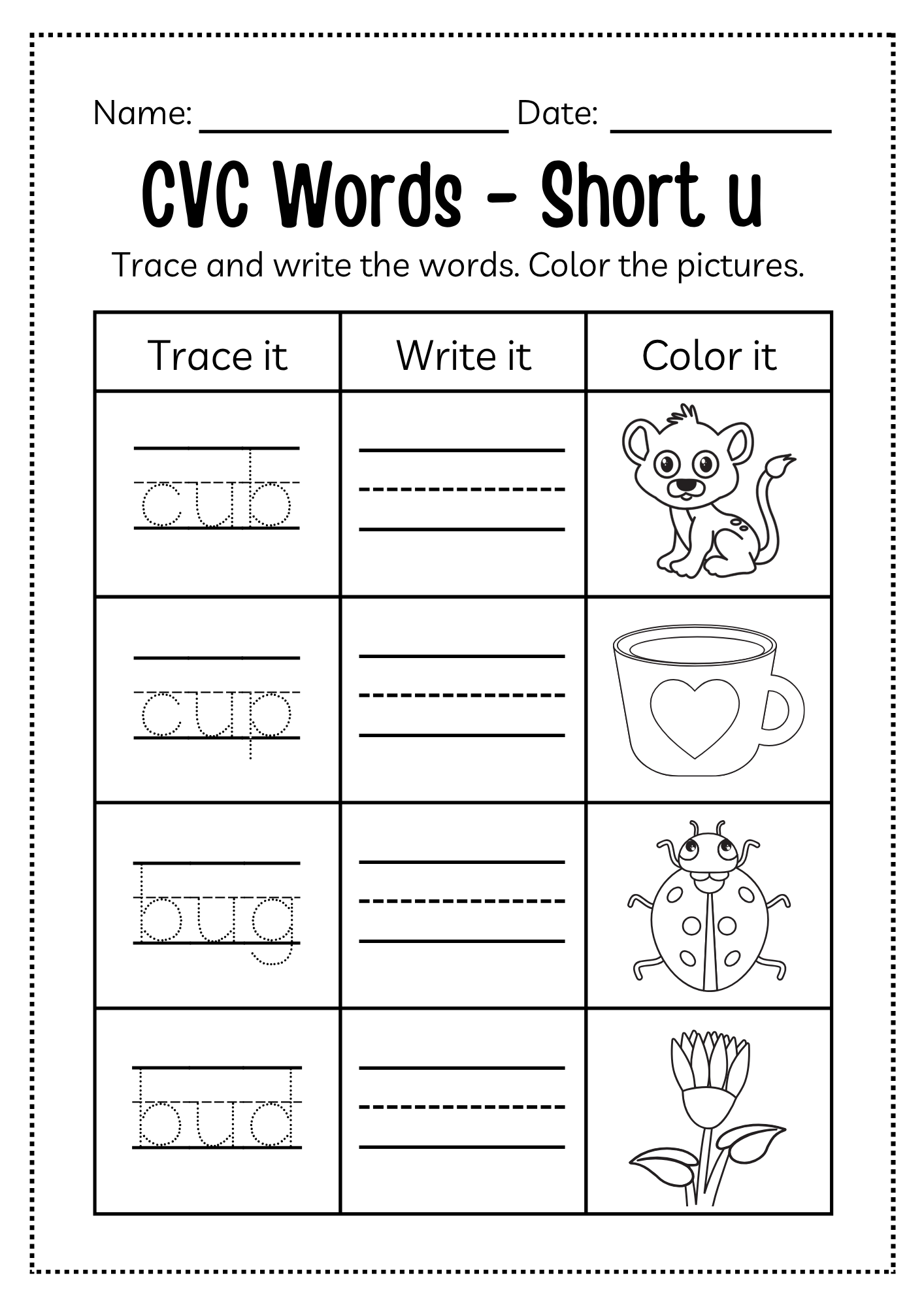 CVC Word Workbook 76 pages | Printable Phonics Activities