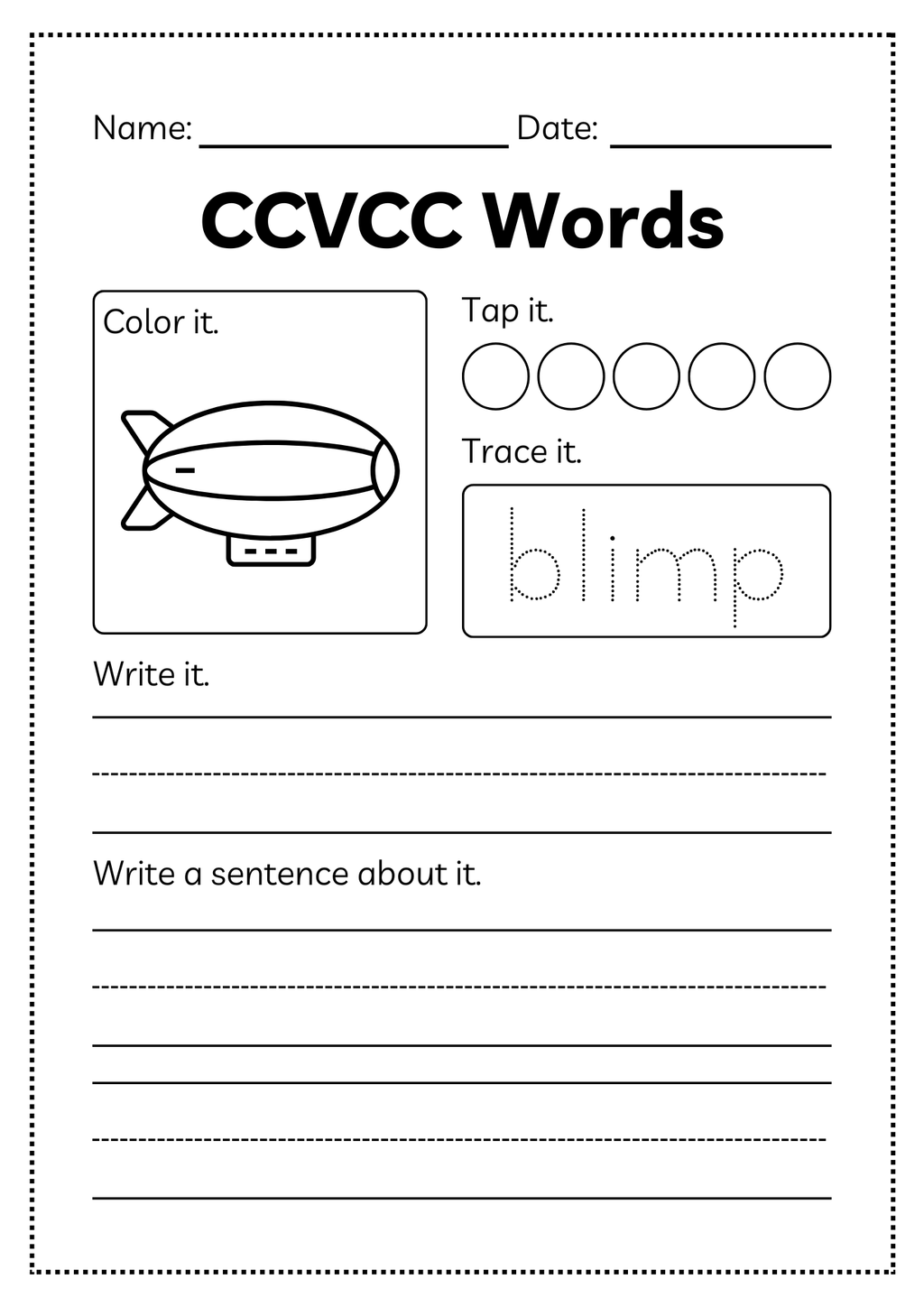 CCVCC Word Workbook 35 pages | Printable Phonics Activities