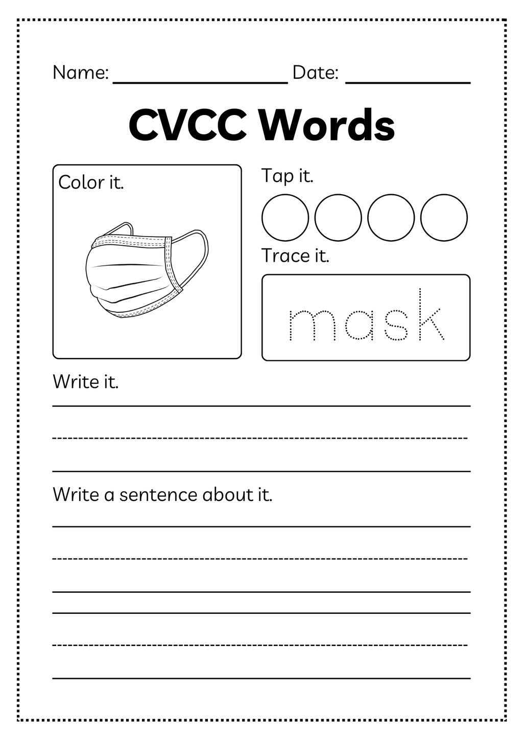 CVCC Word Workbook 46 pages | Printable Phonics Activities
