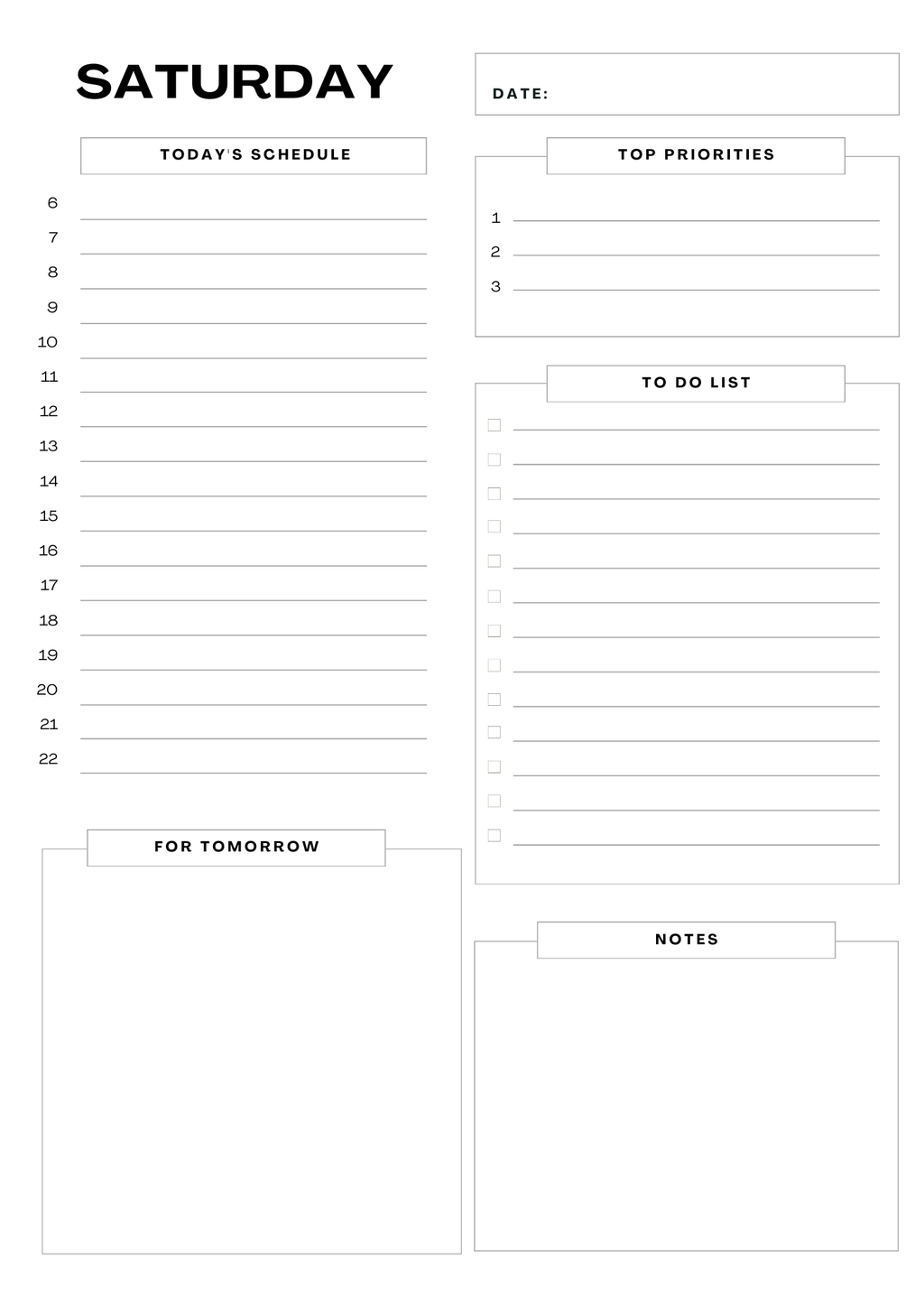Daily Planner Printable 7 pages | Minimalist Weekly Planner