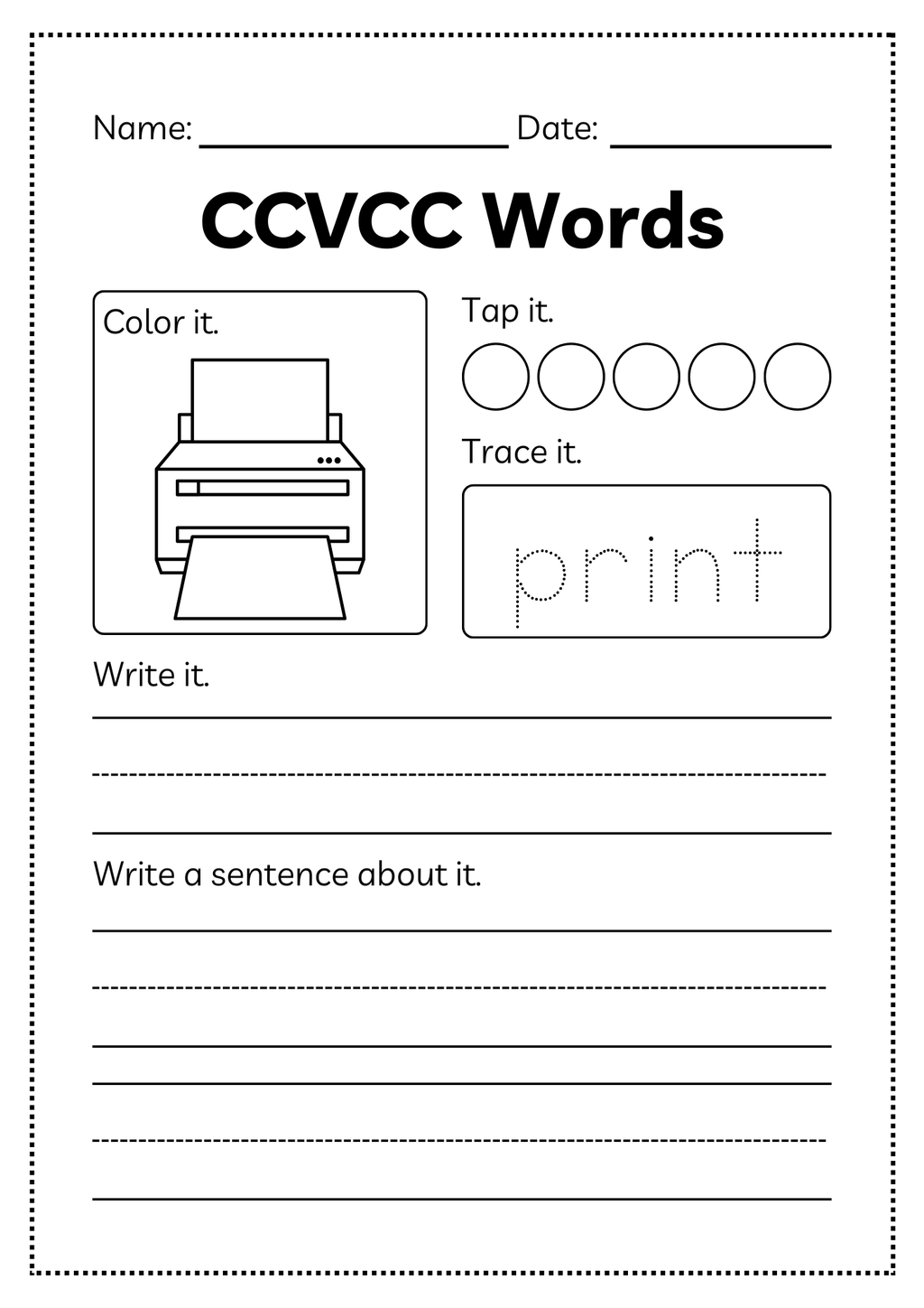 CCVCC Word Workbook 35 pages | Printable Phonics Activities