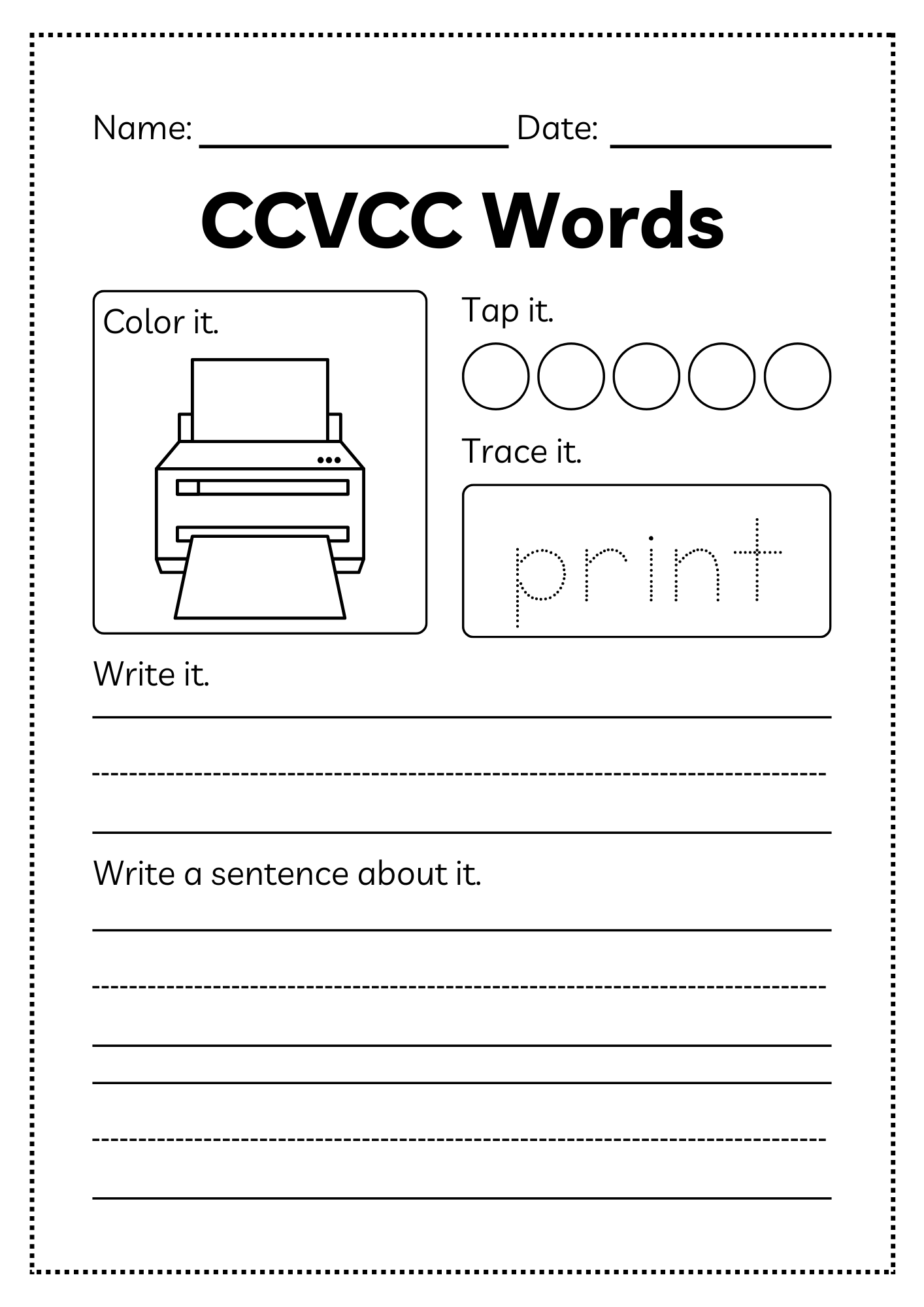 CCVCC Word Workbook 35 pages | Printable Phonics Activities