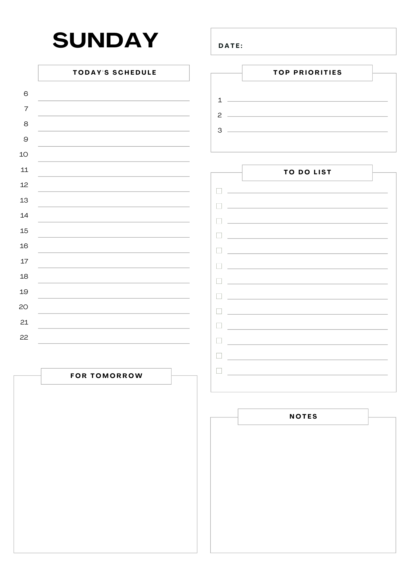Daily Planner Printable 7 pages | Minimalist Weekly Planner