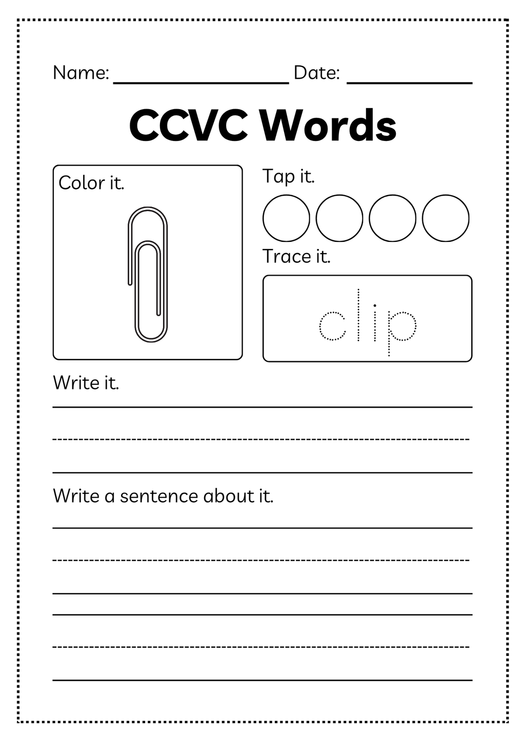 CCVC Word Workbook 53 pages | Printable Phonics Activities